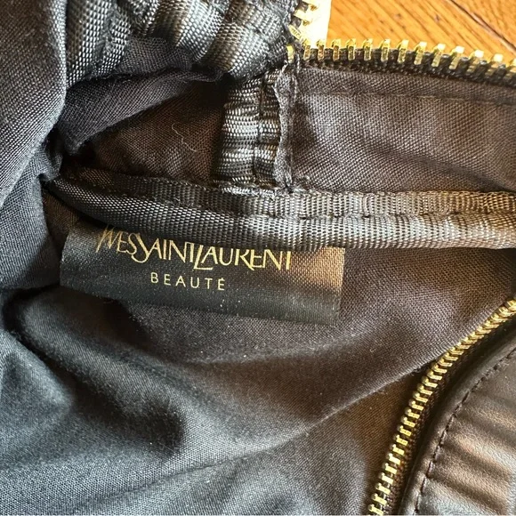 Yves Saint Laurent Beaute black makeup bag featuring gold charms & YSL logo NWT - Picture 7 of 7